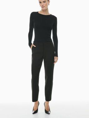 Aritzia Babaton Markova Pant  Mid Rise Straight Leg Ankle Trouser Size 4 | BLACK